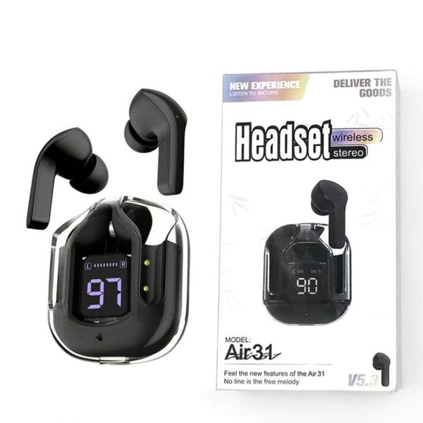 Noise-Cancelling Earbuds in a transparent color variant