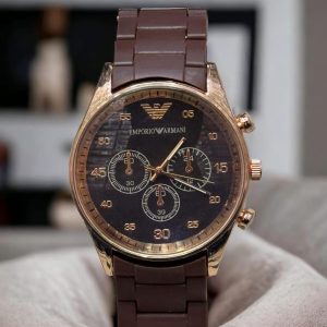 Men's Casual Analogue Watch by Emporio Armani – Quartz movement, brown dial.