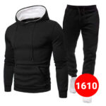 2 Pcs Fleece Plain Hoodie Tracksuit - Stylish Winter Wear