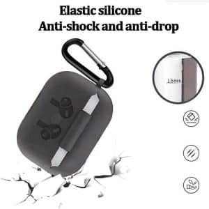 Shockproof Grey Silicone AirPods Case with Clip