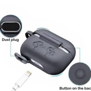 Protective Grey Silicone AirPods Case with Easy Carabiner Attachment