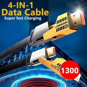 4-in-1 Multi USB Charging Cable – USB-C To USB-C, USB-C To Lightning, USB-A To USB-c, USB-A To Lightning | Fast Pd Charger Cord For Iphone, Ipad, Samsung, Macbook