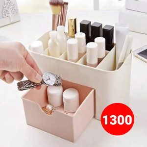 Plastic Makeup Storage Box With Small Drawer For Bathroom, Organizer Drawers, Makeup Brush Organizer Space- Saving Space Storage Box (Random Color)