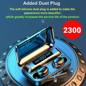 F9- TWS Bluetooth 5.0 Rechargeable Smart Touch Wireless Earphones (Black Color)