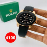 (Golden) Rolex Stylish Watch For Men Adjustable Rubber Strap | Heavy Master Lock | Steel Buzzle Working | (With Normal Box)