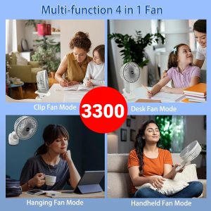 New Portable 3 Gears Rechargeable Desktop Fan Low Noise Air Cooling Handheld Clipped Circulator Table Fan Clip Fan USB Rechargeable Desk Fan