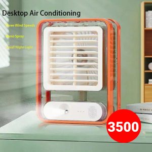 Portable Desktop Air Conditioner USB Mini Air Cooler Fan Water Cooling Fan With 3 Speed Spray Humidifier Purifier For Car Home Rechargeable (Random Color)