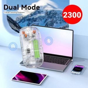 RGB Wireless Transparent Mouse Dual-mode Rechargeable Mouse With Led Lights