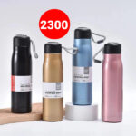 Stainless Steel Insulated Vacuum Water Bottle 550ml, Cola Shape, Leak Proof, With Strong Rope Cap | Hot & Cold Portable Thermos Water Bottle Thermo Mug Stainless Steel Vacuum Flask Mug Insulation Cup (Random Color)